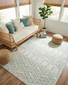 Marrakesh Lattice Collection Area Rug - Casablanca (Ivory Aqua) Rectangle Ivory Aqua  lifestyle 6