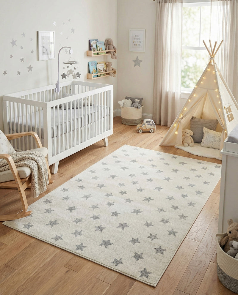 Wonder Tykes Collection Area Rug -  Mosaic Rectangle Daisy White  lifestyle 41