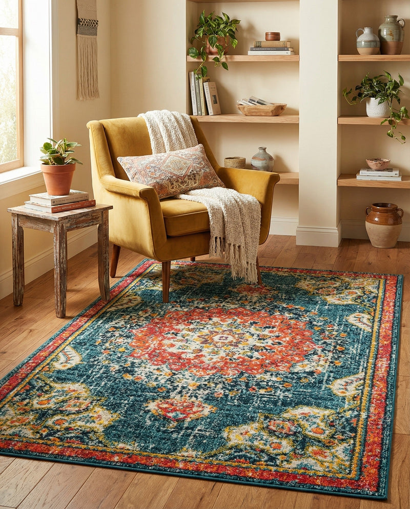 Brighton Terrace Collection Area Rug - Hove (Blue) Rectangle Blue  lifestyle 11