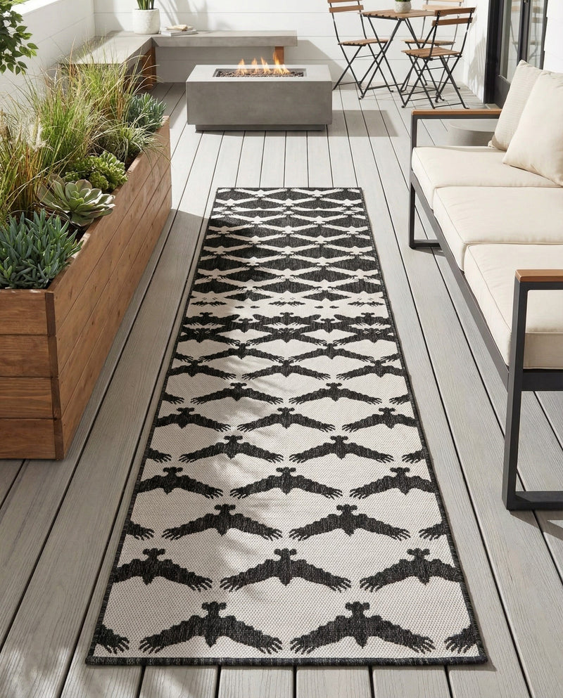 Urban Terrace Collection Area Rug -  Gramercy Runner Black and White  lifestyle 58