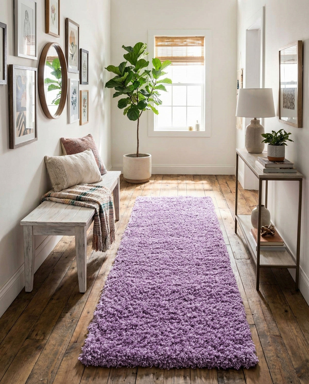 Plush Oasis Collection Area Rug - Serenity (Lilac) Runner Lilac  lifestyle 48