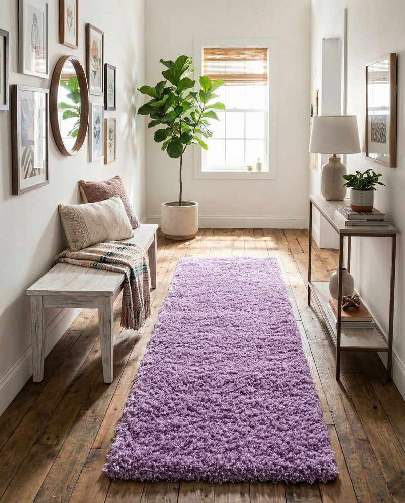Plush Oasis Collection Area Rug - Serenity (Lilac) Runner Lilac  lifestyle 48