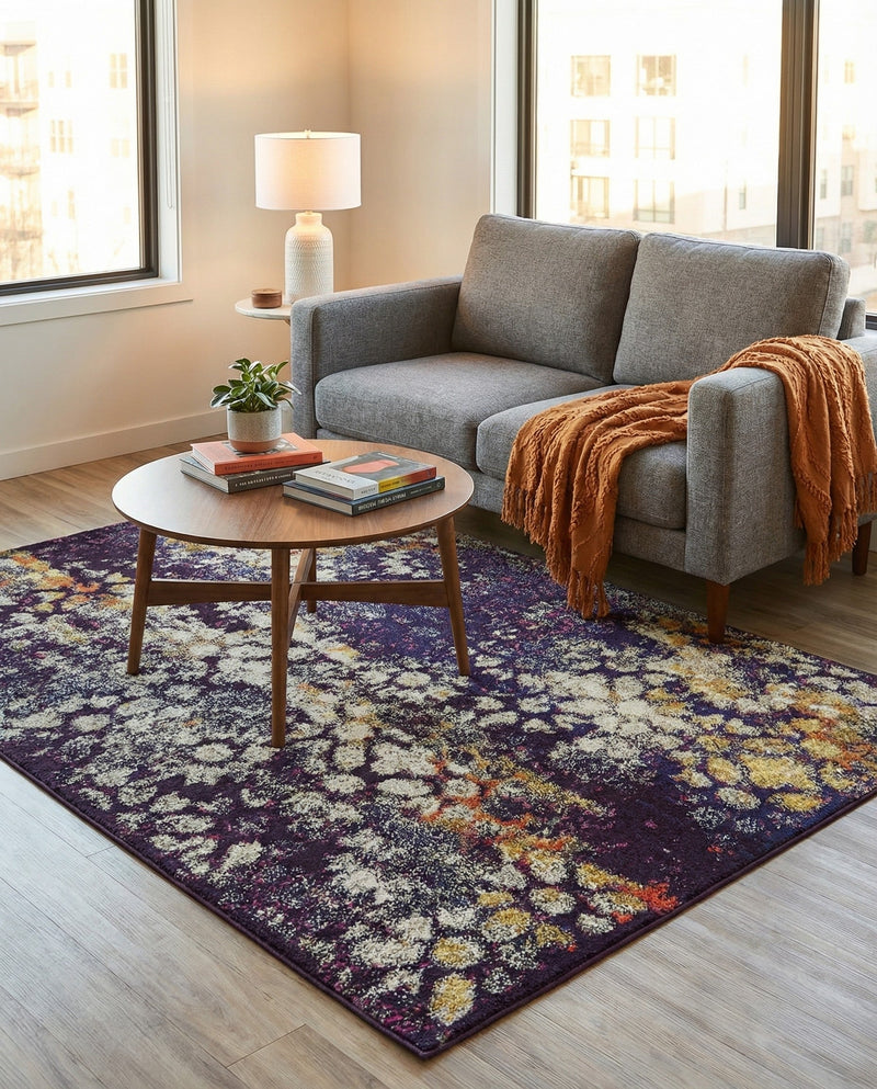 Venetian Tapestry Collection Area Rug - Murano Rectangle Navy Blue  lifestyle 47