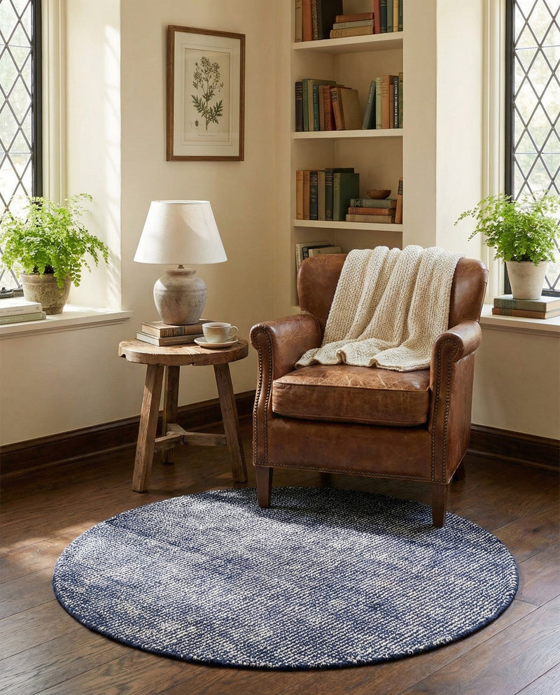 Berkshire Estate Collection Area Rug - Windsor (Blueberry) Round Blueberry  lifestyle 59