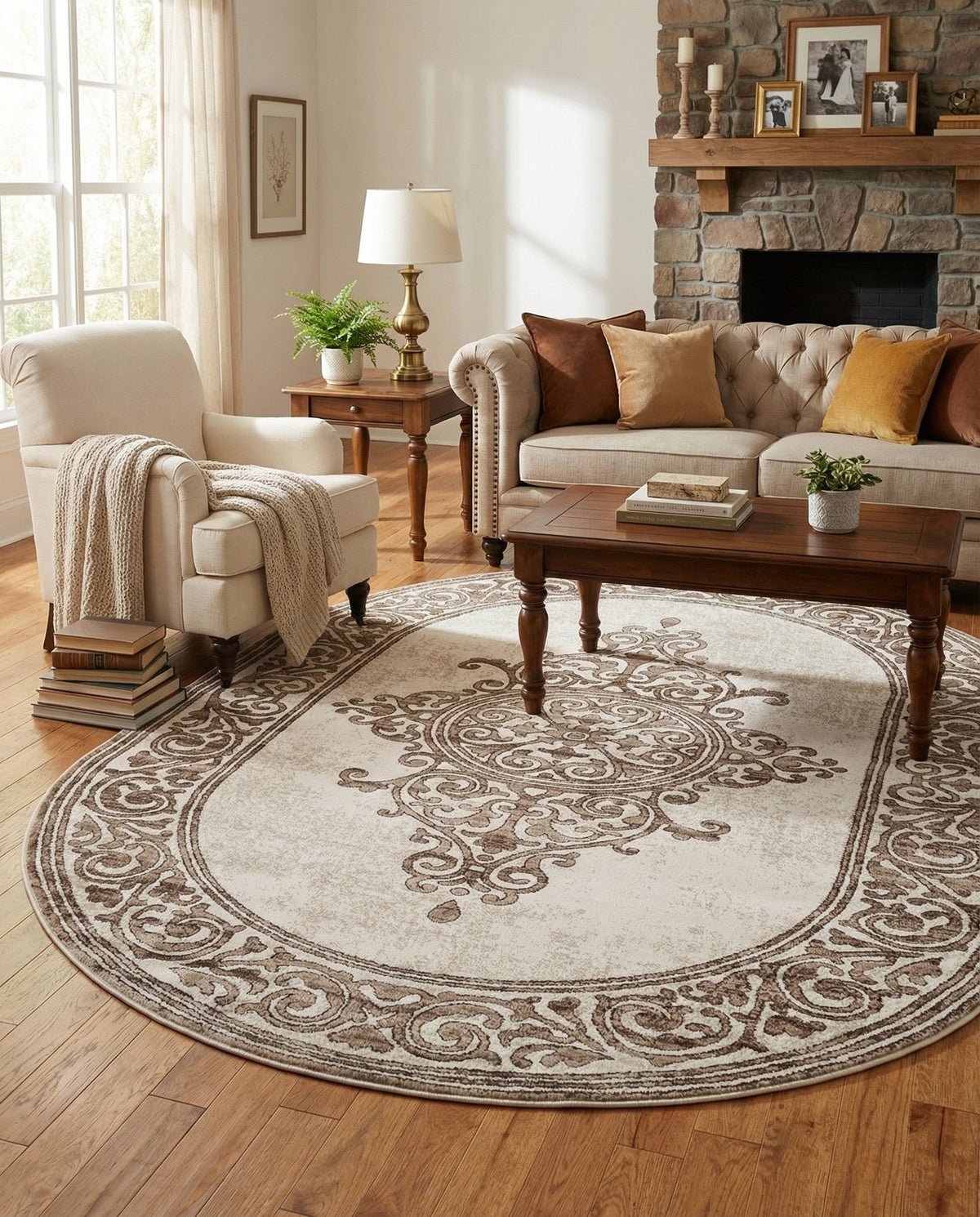 Sanctuary Retreat Collection Area Rug - Haven Oval Chocolate Brown  lifestyle 165