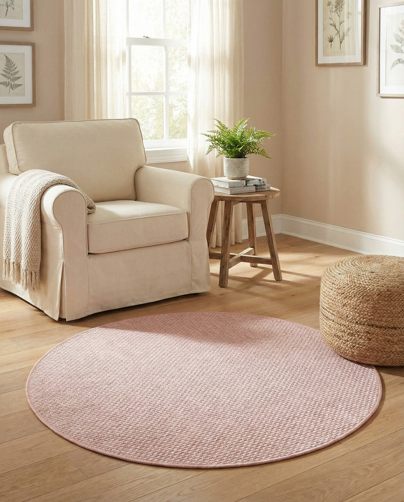 Seaside Serenity Collection Area Rug - Veranda (Whisper Pink) Round Whisper Pink  lifestyle 42