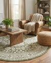 Tribal Terrace Treasures Collection Area Rug -  Incan Isle (Green) Round Green  lifestyle 36