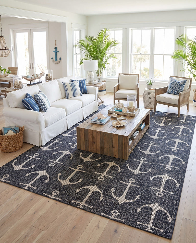 Seaside Haven Rugs Collection Area Rug - Sapphire (Charcoal) Rectangle Charcoal  lifestyle 32