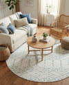 Marrakesh Lattice Collection Area Rug - Casablanca (Ivory Aqua) Round Ivory Aqua  lifestyle 79