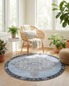 Heritage Elegance Collection Area Rug -  Winterthur (Blue Gray) Round Blue Gray  lifestyle 65