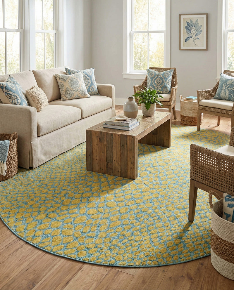 Urban Oasis Rugs Collection Area Rug -  Terrace (Yellow and Aqua) Oval Yellow and Aqua  lifestyle 43