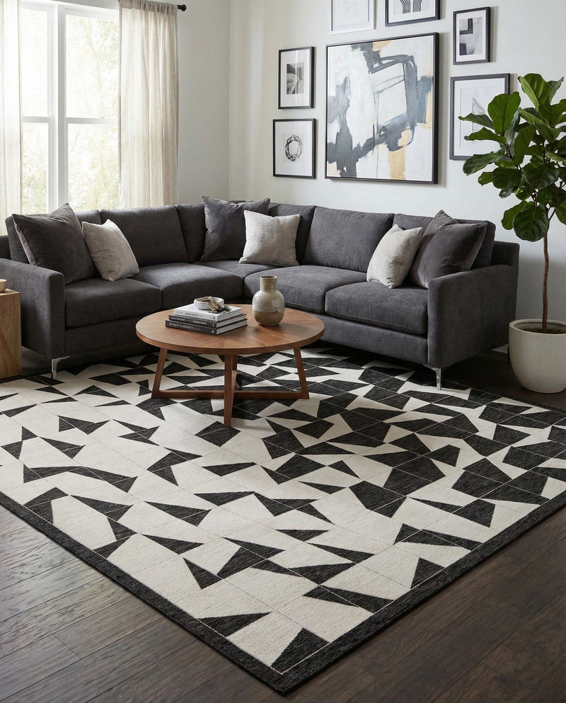 Urban Terrace Collection Area Rug -  Mercer Square Black and White  lifestyle 74