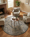 Patio Heritage Collection Area Rug -  Augusta (Charcoal) Round Charcoal  lifestyle 28