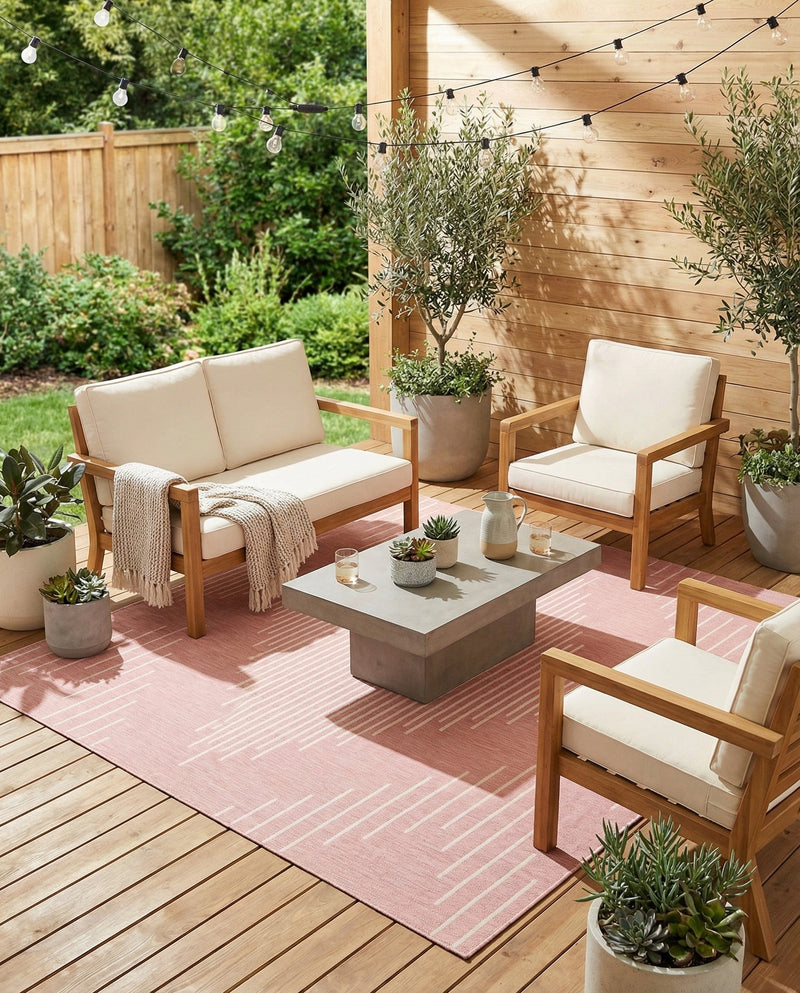 Urban Terrace Collection Area Rug -  Chelsea (Pink) Rectangle Pink  lifestyle 23