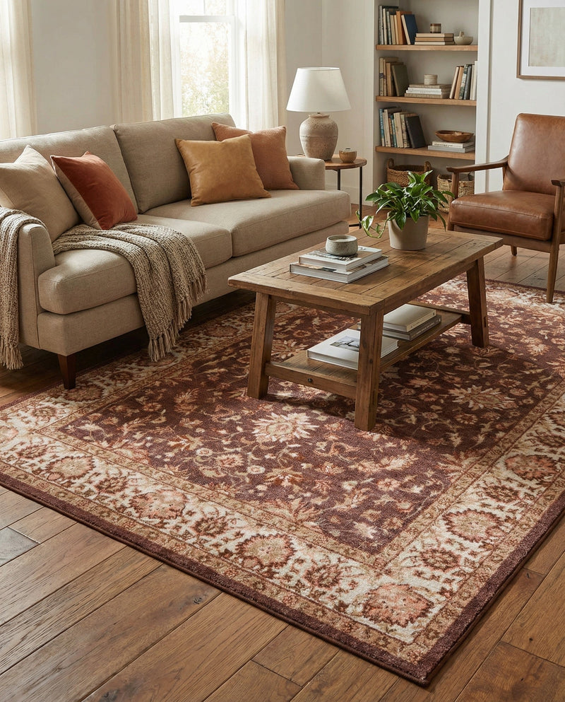 Casablanca Tapestry Collection Area Rug -  Marrakech (Coffee Brown) Rectangle Coffee Brown  lifestyle 15
