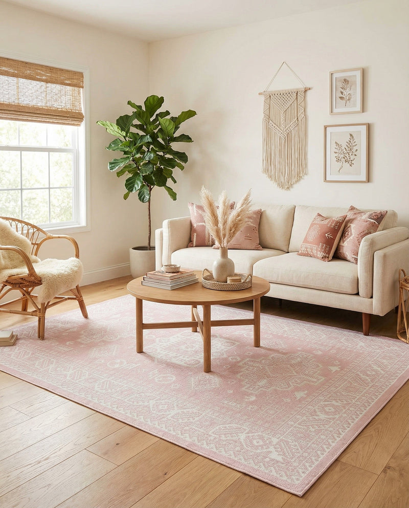 Tribal Terrace Treasures Collection Area Rug -  Incan Isle (Pink) Rectangle Pink  lifestyle 22