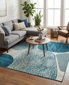 Urban Terrace Collection Area Rug -  Courtyard Square Blue and Ivory  lifestyle 70