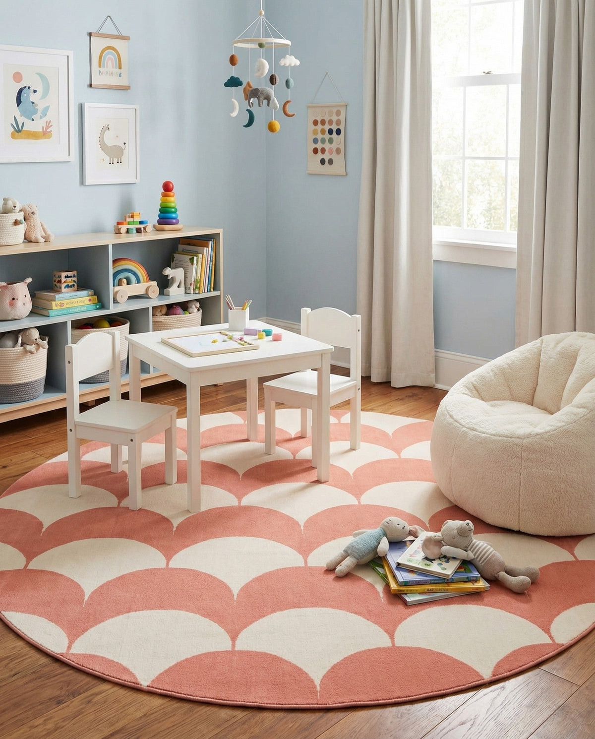 Wonder Tykes Collection Area Rug - Sparklewood Round Soft Coral Pink  lifestyle 80