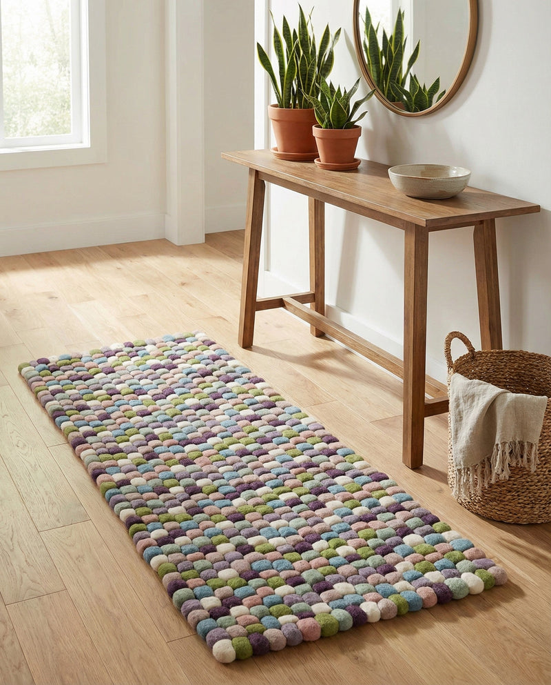 Woolen Sphere Collection Area Rug - Orbsburg (Pink and Purple) Runner Pink and Purple  lifestyle 59
