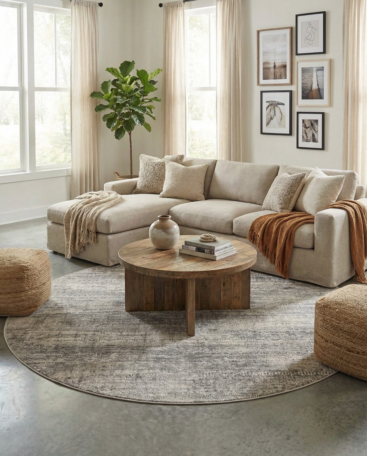 Bloomsbury Elegance Collection Area Rug -  Pimlico Round Gray  lifestyle 151