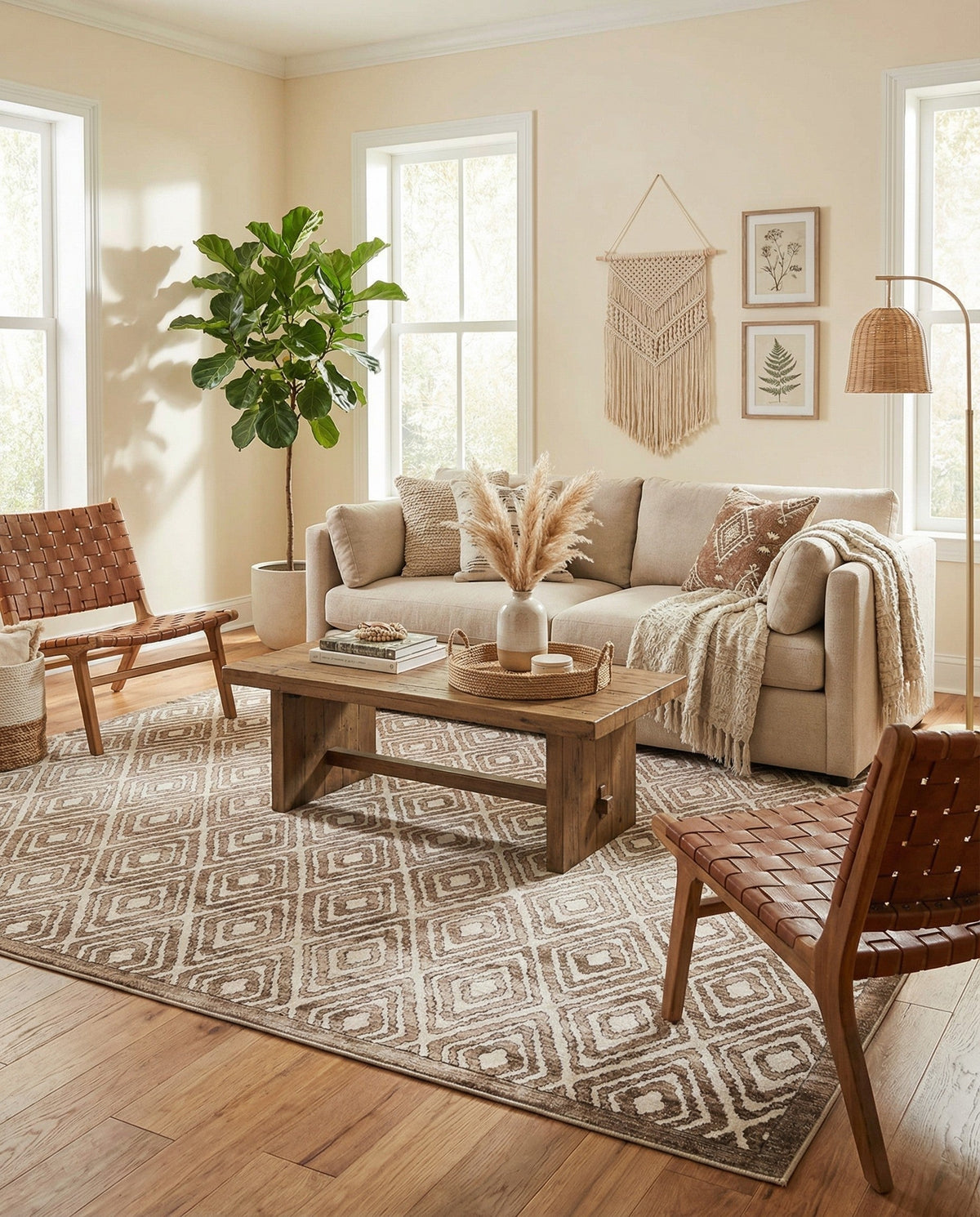 Sanctuary Retreat Collection Area Rug -  Oasis Square Chocolate Brown  lifestyle 152