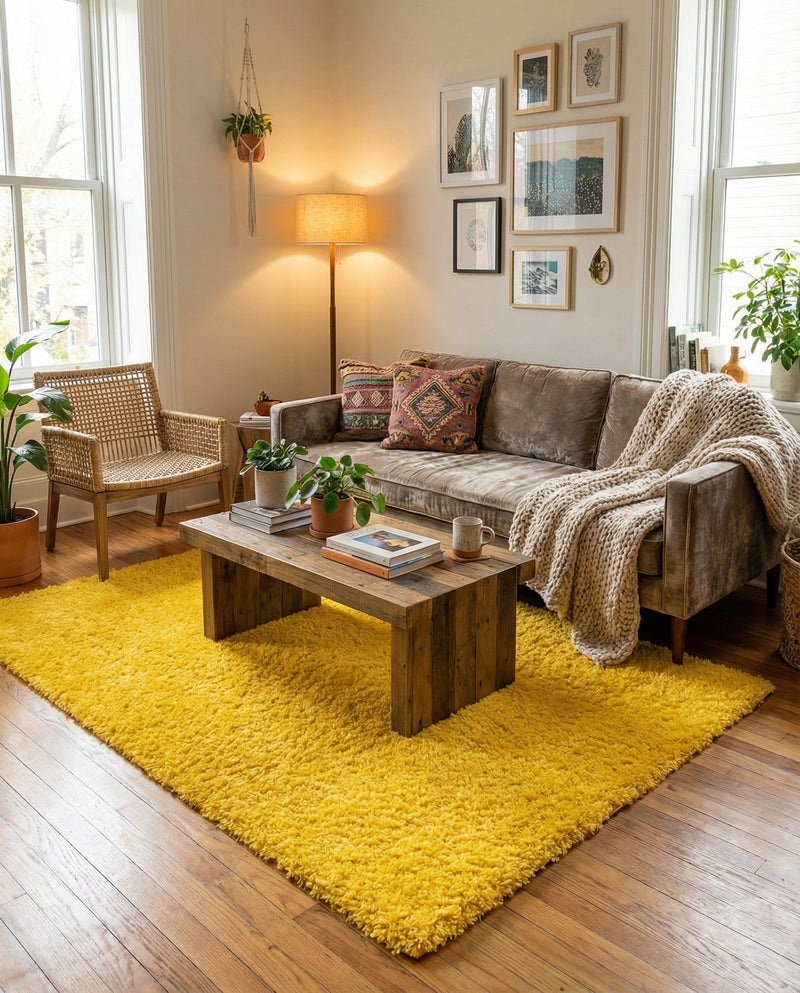 Plush Oasis Collection Area Rug - Serenity (Tuscan Sun Yellow) Rectangle Tuscan Sun Yellow  lifestyle 8