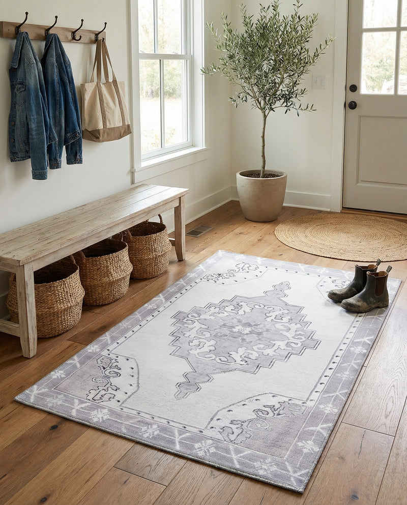 Heritage Elegance Collection Area Rug -  Winterthur (white Gray) Rectangle white Gray  lifestyle 6