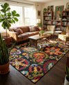 Outdoor Marrakesh Collection Area Rug - Fes Rectangle Multi Black  lifestyle 57