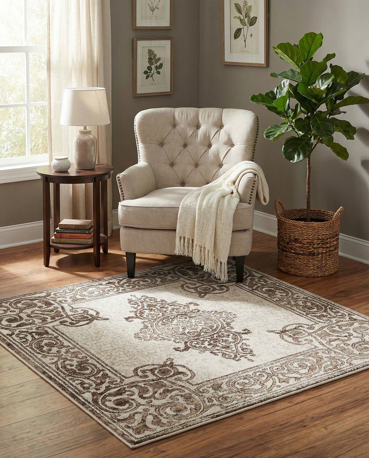 Sanctuary Retreat Collection Area Rug - Haven Square Chocolate Brown  lifestyle 160