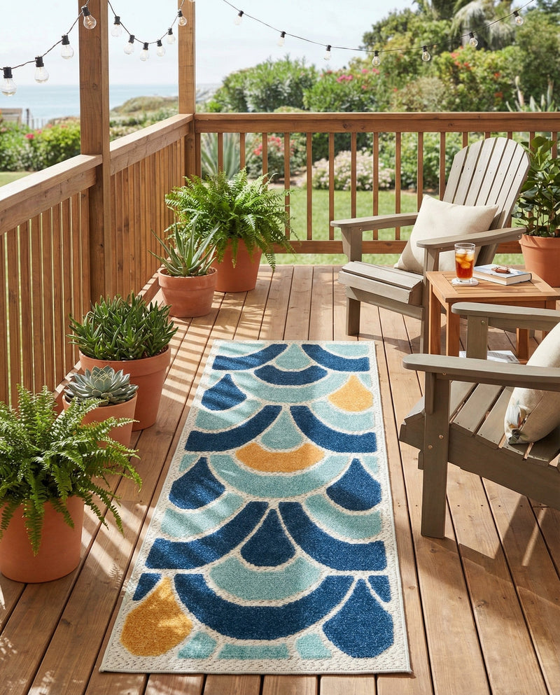 Caribbean Terrace Collection Area Rug -  Barbados Runner Blue  lifestyle 39