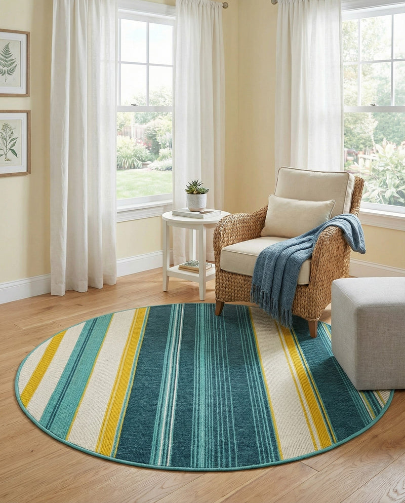 Terrace Fringe Collection Area Rug -  Veranda Round Multi  lifestyle 63