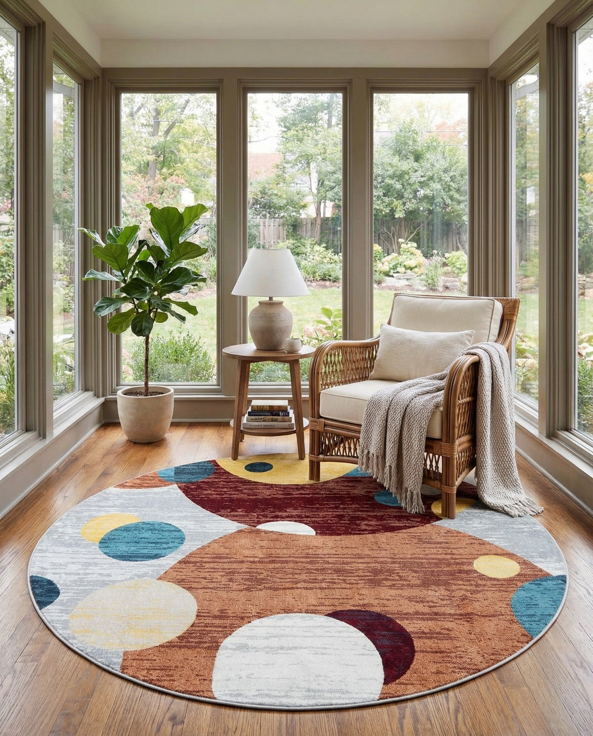 Aegean Elegance Washables Collection Area Rug -  Crete Round Multi  lifestyle 81