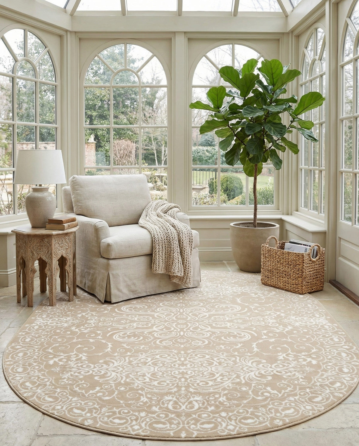 Andes Summit Collection Area Rug -  Lanín Oval Beige  lifestyle 103