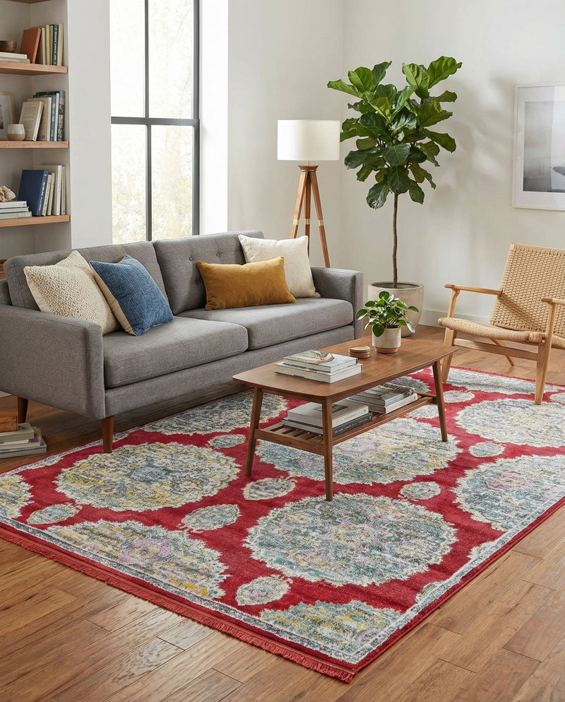 Arcadia Rugs Collection Area Rug -  Atlantis (Red) Rectangle Red  lifestyle 12