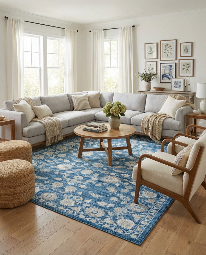 Charleston Elegance Collection Area Rug -  Seaport (Blue) Rectangle Blue  lifestyle 10