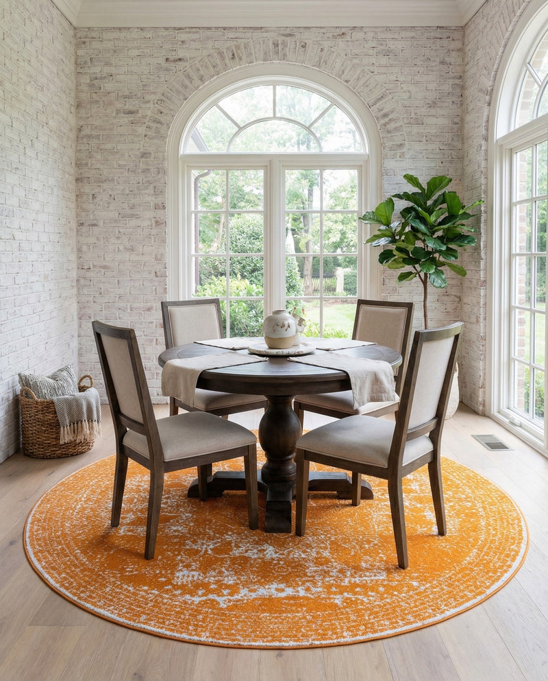 Dover Terrace Collection Area Rug -  Lagoon (Orange) Round Orange  lifestyle 58