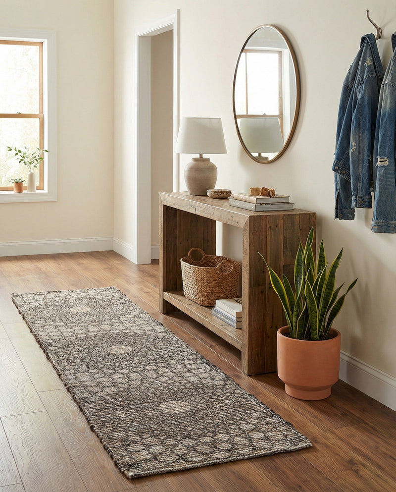 Savannah Threads Collection Area Rug -  Serengeti Runner Charcoal and Ivory  lifestyle 27