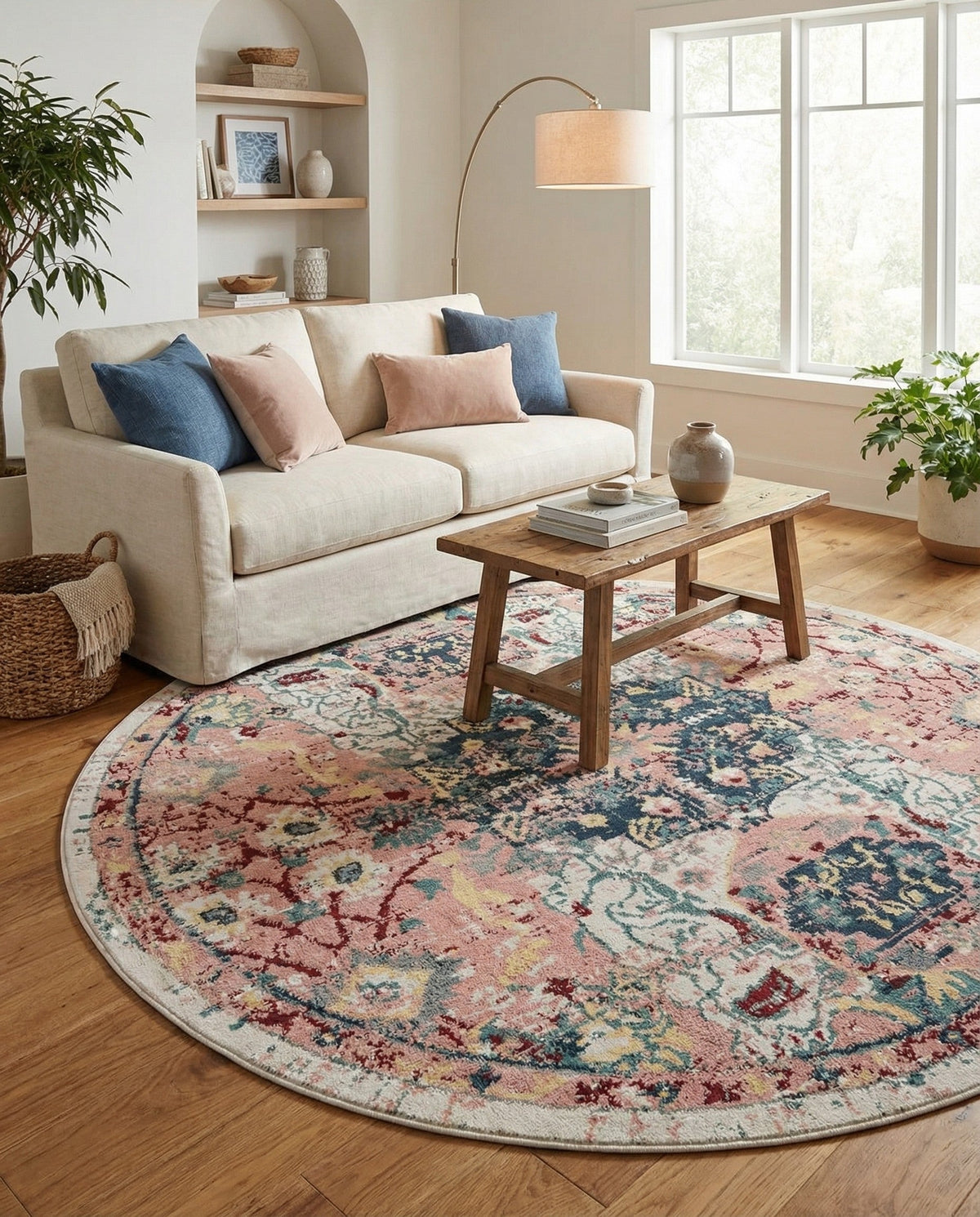 Savannah Elegance Collection Area Rug -  Azalea Round Pink  lifestyle 160