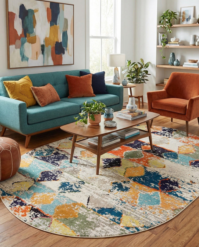 Colorburst Oasis Collection Area Rug -  Marina Oval Ivory  lifestyle 76