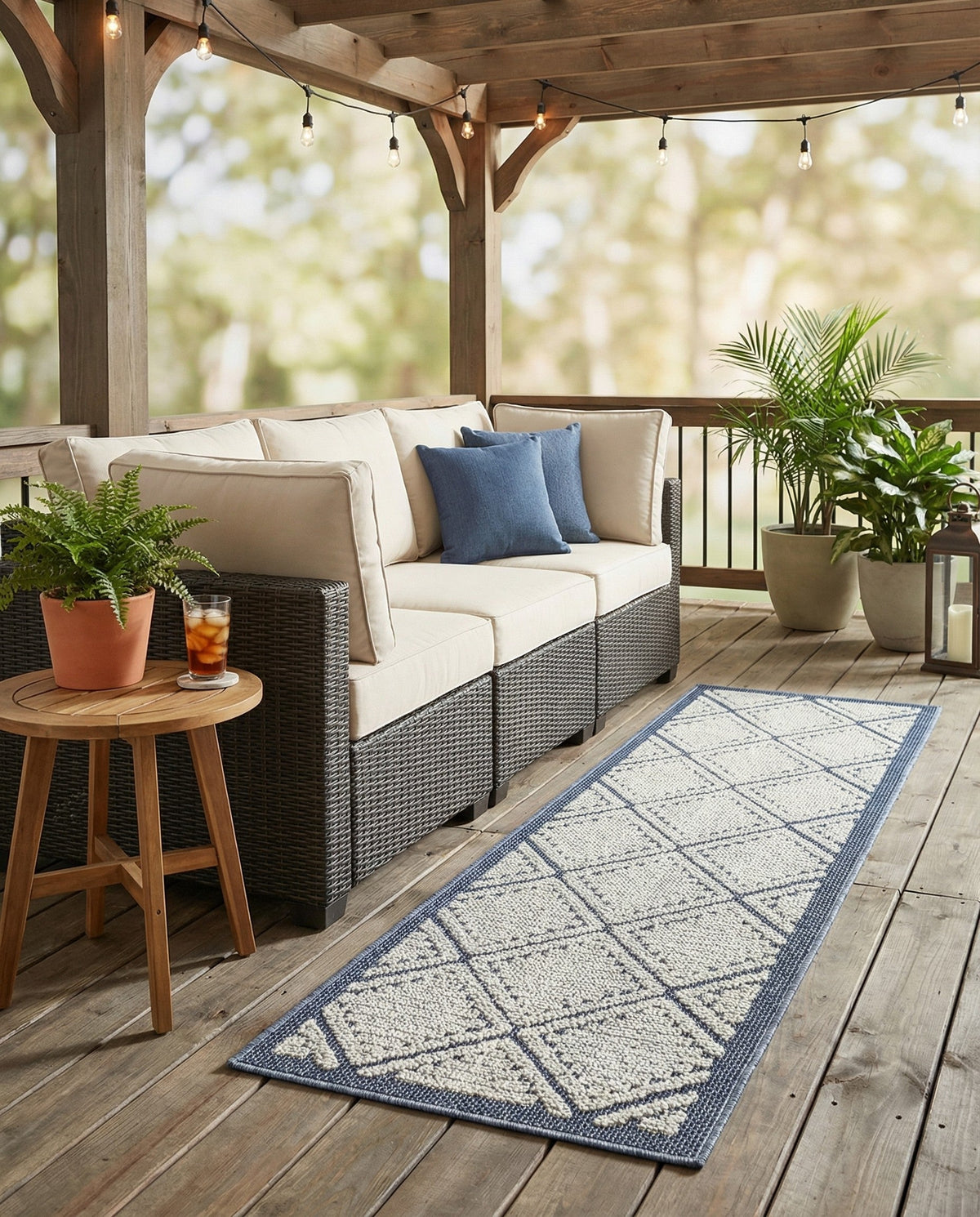 Savannah Pergola Collection Area Rug -  Eden Runner Navy Blue  lifestyle 165