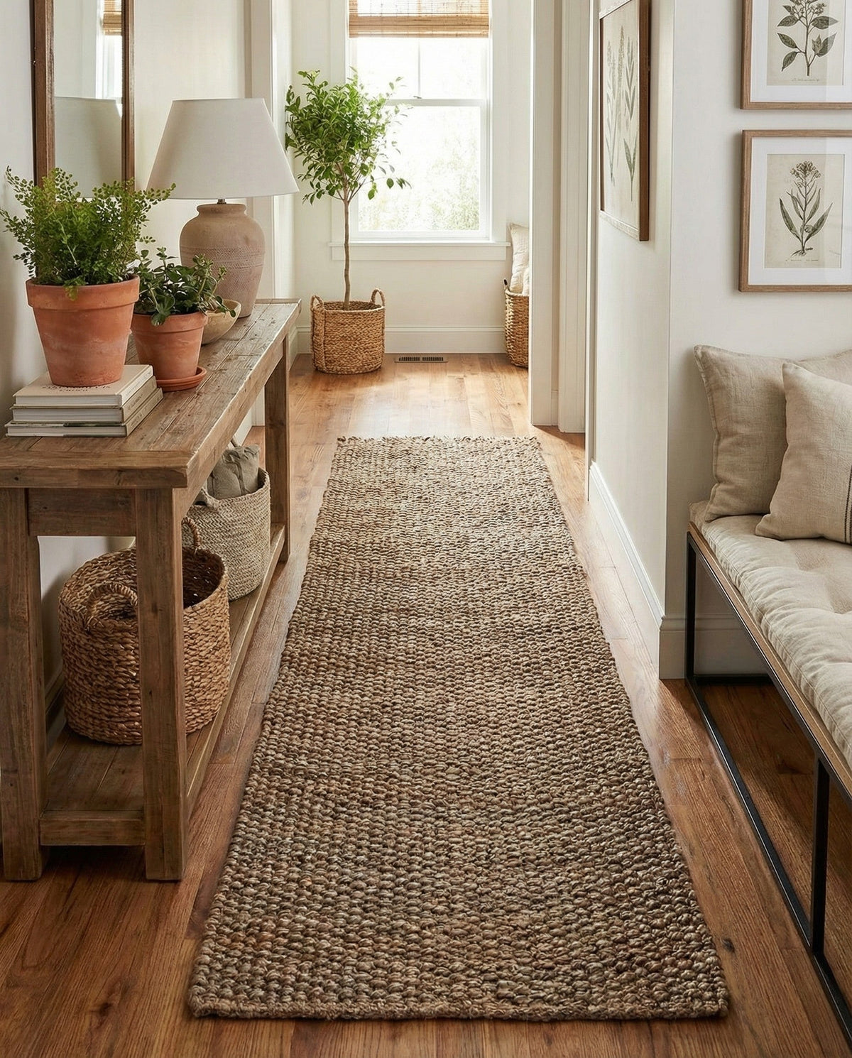 Savannah Jute Collection Area Rug - Seashore Runner Gray  lifestyle 182