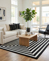 Sustainable Strands Indoor-Outdoor Oasis Collection Area Rug - Harborview Rectangle Black and White  lifestyle 12