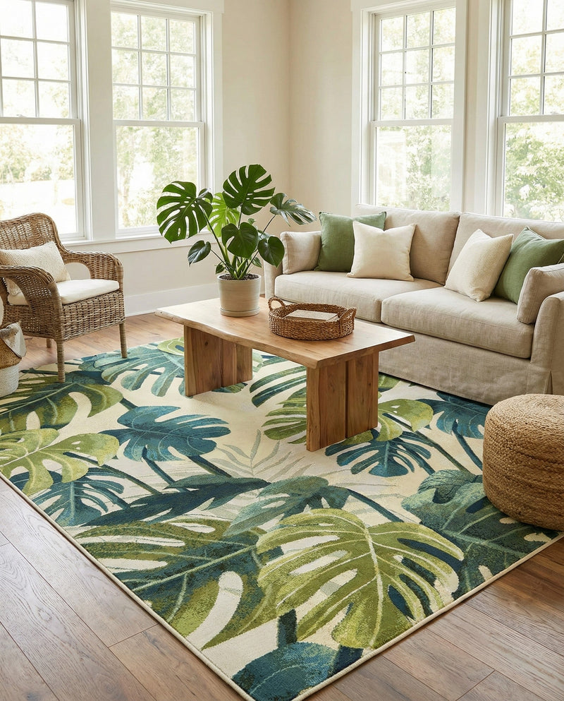 Seaside Blooms Collection Area Rug -  Ivy Rectangle Green  lifestyle 42