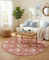 Seaside Haven Rugs Collection Area Rug - Sapphire (Rust Red) Round Rust Red  lifestyle 40
