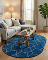 Trellis Mosaic Collection Area Rug - Arborville (Navy Blue) Oval Navy Blue  lifestyle 50