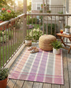 Seaside Stripes Collection Area Rug -  Coral Rectangle Pink and Lavender  lifestyle 47