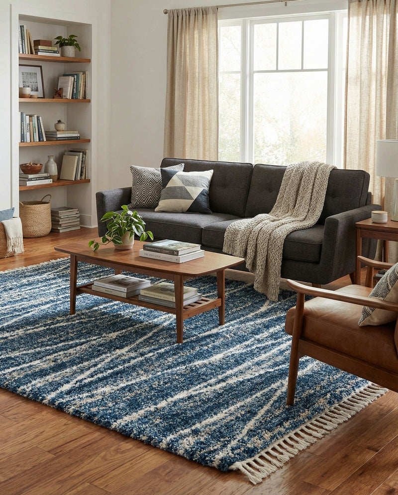 Tranquil Tides Shag Collection Area Rug -  Frost Rectangle Blue  lifestyle 21