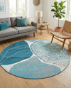 Urban Terrace Collection Area Rug -  Courtyard Round Blue and Ivory  lifestyle 52