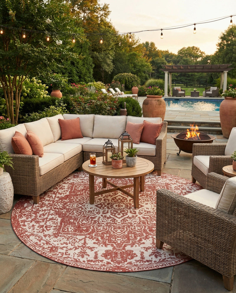 Urban Oasis Rugs Collection Area Rug -  Penthouse (Rust Red) Round Rust Red  lifestyle 26
