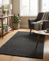 Trellis Wool Collection Area Rug - Cobbles Rectangle Black  lifestyle 20